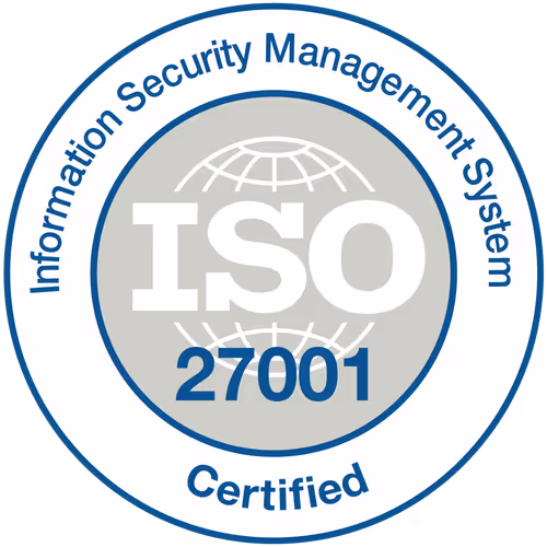 ISO 27001 Certified Badge - International Standard for Information Security for Atomicwork